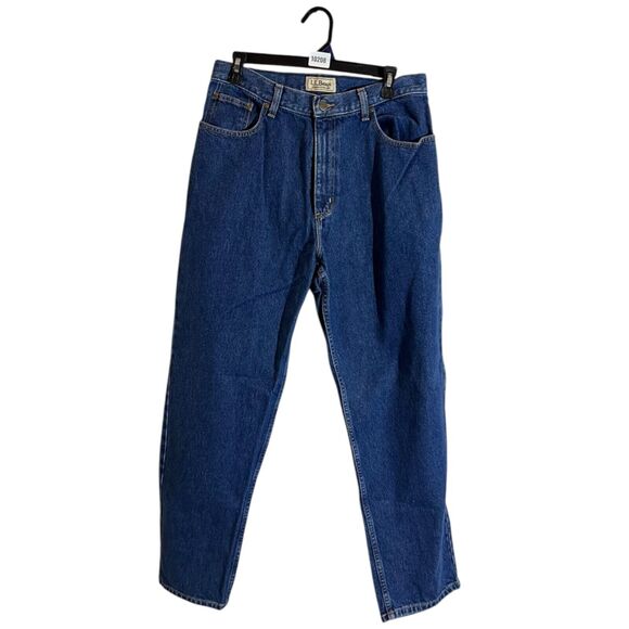 L.L Bean Double L Jeans Ultra High-Rise Relaxed Tapered-Leg Womens Size 14 REG - Picture 1 of 9